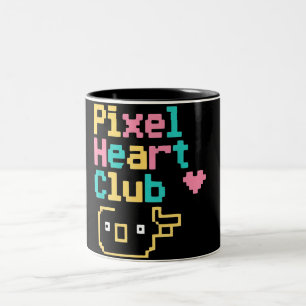 Pixel Heart Club: Retro-Liebe Pixel-Art für Gamer  Zweifarbige Tasse