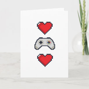 Pixel Heart & Controller - Valentine's Day Card Feiertagskarte