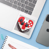 Pixel-Heart-Gamer-Sticker - Niedliches Retro-Video Aufkleber (Laptop mit iPhone)