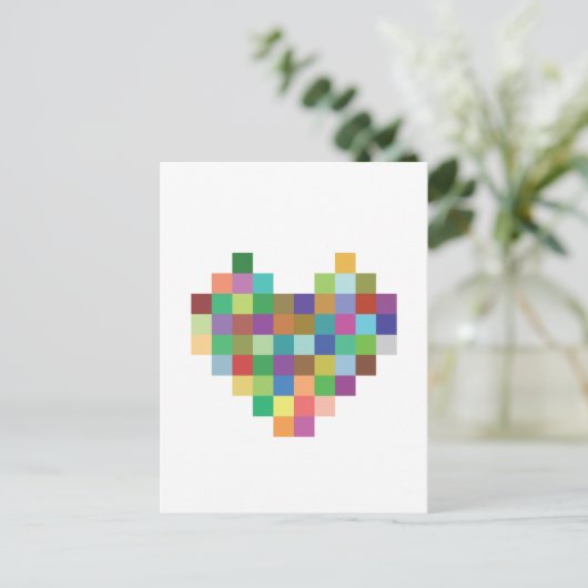 Pixel Heart Postkarte (Stehend Vorderseite)