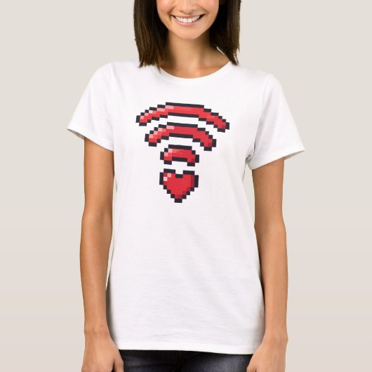 Pixel Heart WiFi Love Signal T-Shirt (Vorderseite)