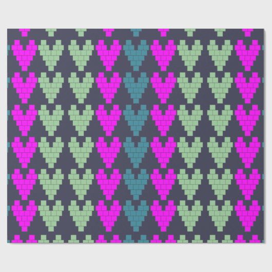 Pixel Hearts Geschenkpapier (Flach)