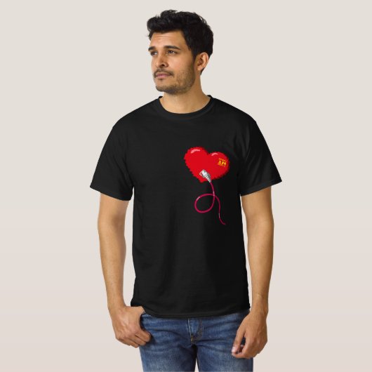 Pixel Hearts verbunden Matching Paar rechts T-Shirt (Vorne ganz)
