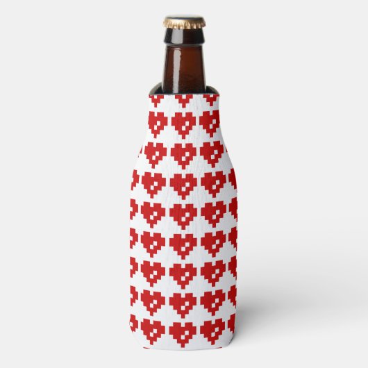 Pixel Herz 8 Bit Liebe Flaschenkühler (Flaschenvorderseite)