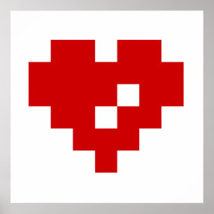 Pixel Herz 8 Bit Liebe Poster