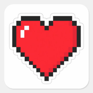 Pixel-Herz 8-Bit Retro-Gamer-Aufkleber Quadratischer Aufkleber