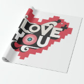 Pixel Herz Ich Liebe Dich Retro-Typografie Geschenkpapier (Ungerollt)