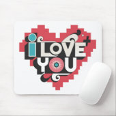 Pixel-Herz Ich liebe dich Retro-Typografie Mousepad (Mit Mouse)