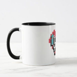 Pixel-Herz Ich liebe dich Retro-Typografie Tasse