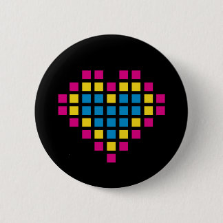 Pixel-Herz im Quadrat-Knopf-Abzeichen Button