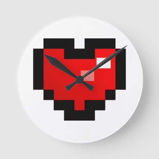 PIXEL-HERZ RUNDE WANDUHR (Vorderseite)