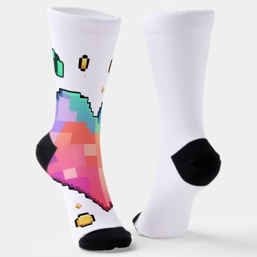 Pixel Herz-T - Shirt - Retro-Liebe, Moderne Bilder Socken (Gewinkelt)