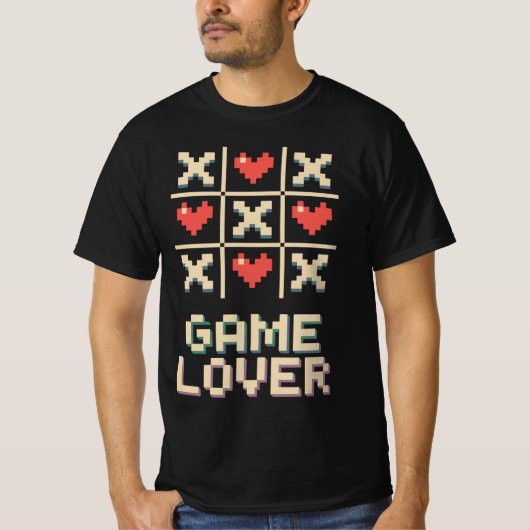 Pixel Herz Tic Tac Toe T-Shirt (Vorderseite)