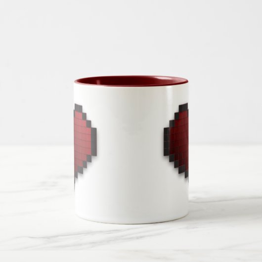 Pixel-Herz Zweifarbige Tasse (Mittel)