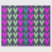 Pixel-Herzen Geschenkpapier (Flach)