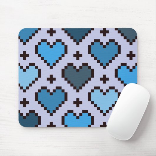 Pixel-Herzmuster blau und lila Mousepad (Mit Mouse)
