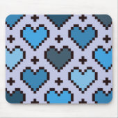 Pixel-Herzmuster blau und lila Mousepad (Vorne)