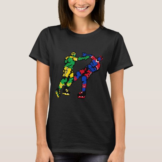 Pixel Hockey Fight  T-Shirt (Vorderseite)