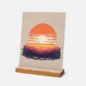 Pixel Horizon: A retro Sunset Acrylschild (Winkel)