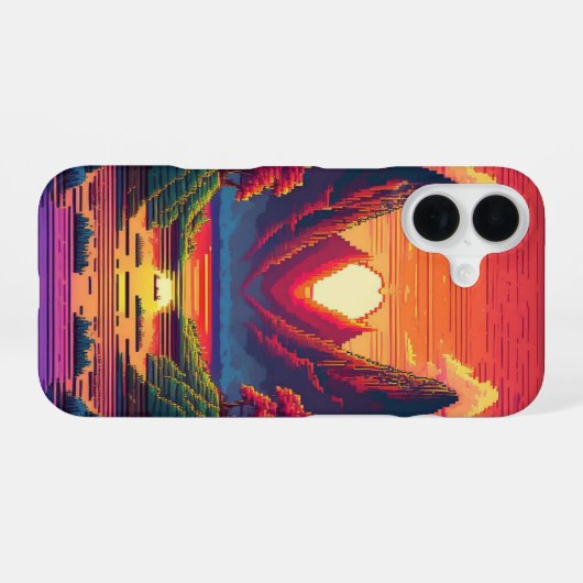 Pixel Horizon iPhone 16 Hülle (Rückseite (Horizontal))