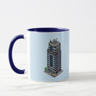 Pixel Hotel Tower Navy Blue Combo Tasse