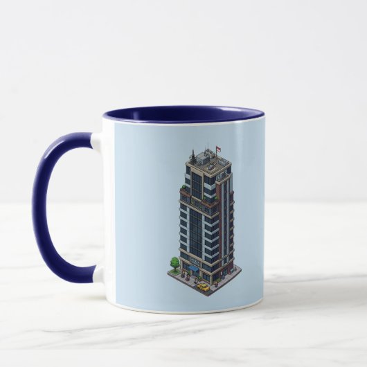 Pixel Hotel Tower Navy Blue Combo Tasse (Links)