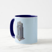 Pixel Hotel Tower Navy Blue Combo Tasse (Vorderseite Links)