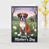 Pixel Hund Muttertag Szene Karte (Gelbe Blume)