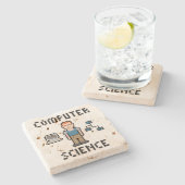 Pixel-Informatik-Travertin-Untersetzer Steinuntersetzer (Seitenansicht)