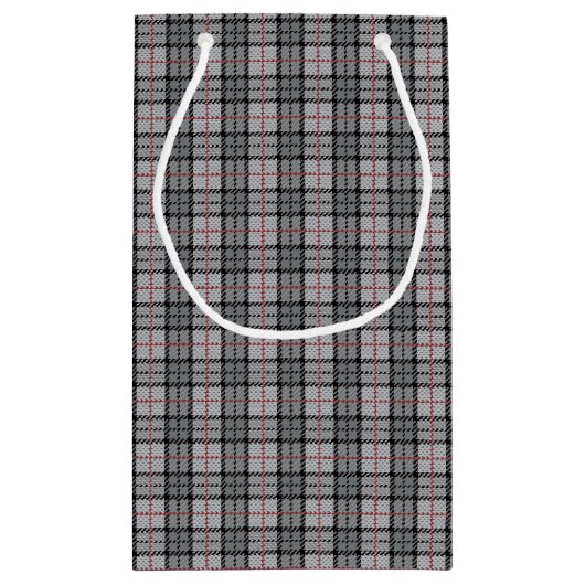 Pixel kariert im Grau mit rotem Streifen Kleine Geschenktüte (Rückseite)