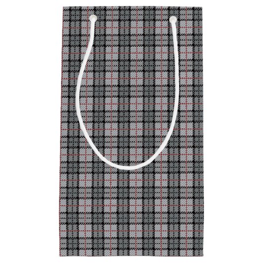 Pixel kariert im Grau mit rotem Streifen Kleine Geschenktüte (Vorderseite)