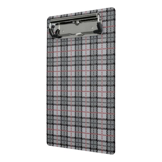 Pixel kariert im Grau mit rotem Streifen Mini Klemmbrett (Gewinkelt2)