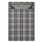 Pixel kariert im Grau mit rotem Streifen Mini Klemmbrett (Vorderseite)