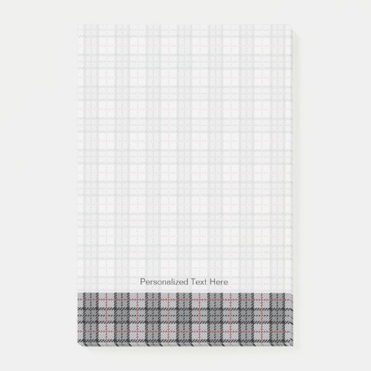 Pixel kariert im Grau mit rotem Streifen Post-it Klebezettel (Vorderseite)