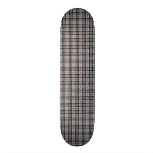 Pixel kariert im Grau mit rotem Streifen Skateboard