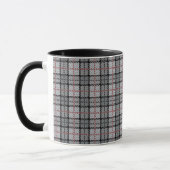Pixel kariert im Grau mit rotem Streifen Tasse (Links)