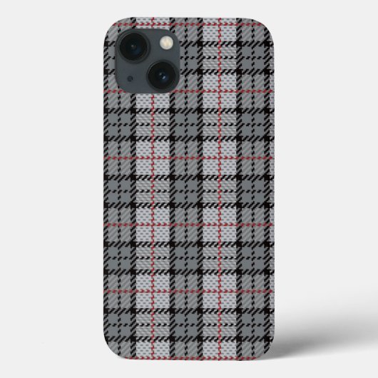 Pixel Kariert in Grau mit rotem Streifen Case-Mate iPhone Hülle (Rückseite)