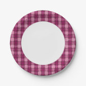 Pixel Kariert_Magenta-Schwarz Pappteller (Vorderseite)