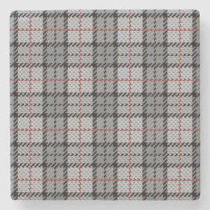 Pixel Karo in Grau mit rotem Streifen Steinuntersetzer