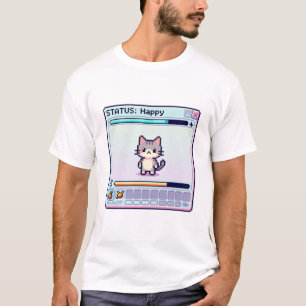 Pixel-Katze Gute Vibes Only – Niedliche glückliche T-Shirt