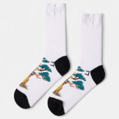 Pixel-Kieferbaum-Grenze japanische Kunst Socken (Linkes Detail)
