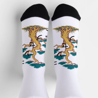 Pixel-Kieferbaum-Grenze japanische Kunst Socken