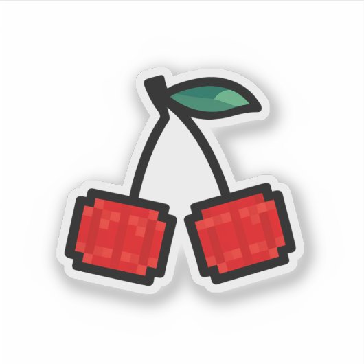 Pixel Kirschen Aufkleber (Vorderseite)
