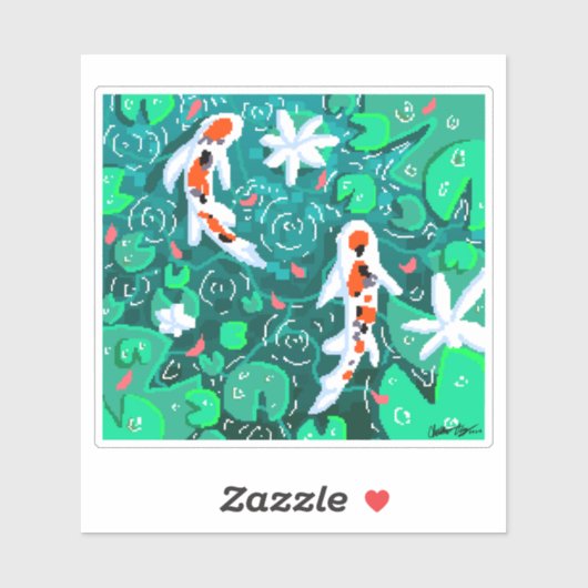 Pixel-Koi-Teich Aufkleber (Blatt)