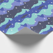 Pixel Kosmische Wellen mit Sternen Muster Geschenkpapier (Ecke)