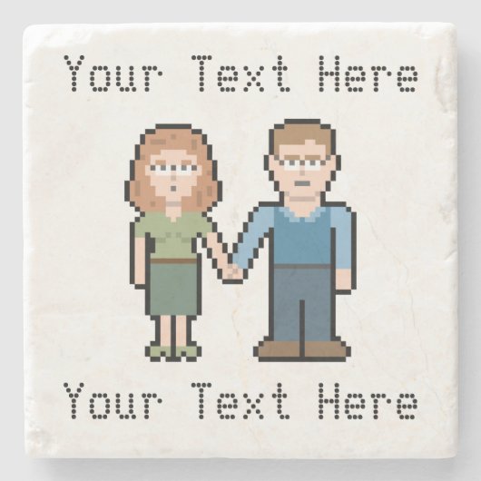 Pixel-kundenspezifische Nerd-Paare Steinuntersetzer (Vorderseite)
