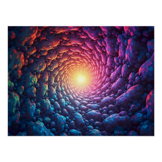 Pixel Kunst als " Licht am Ende des Tunnels" Poster (Vorderseite)