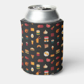 Pixel Kunst Essen, nahtlose Textur. Dosenkühler (Kanne Rückseite)