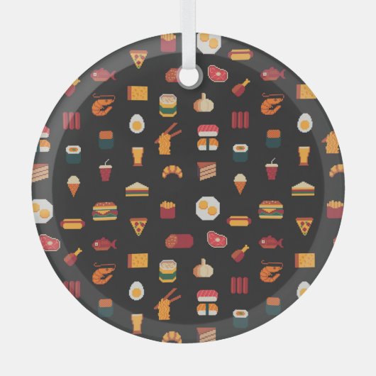 Pixel Kunst Essen, nahtlose Textur. Ornament Aus Glas (Vorderseite)