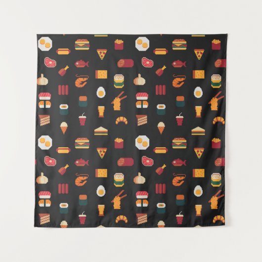 Pixel Kunst Essen, nahtlose Textur. Wandteppich (Vorderseite)